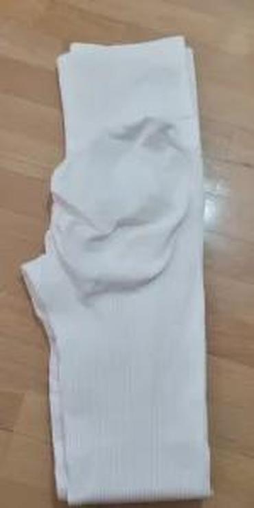 Helanke, biciklistički šortsevi: Ženske bele rebraste helanke – visok struk - Model: bešavne helanke — 24