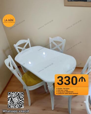 divar boyalari qiymeti: Oval masa, 4 stul