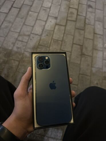 купить айфон 12 бу: IPhone 12 Pro Max, Колдонулган, 512 ГБ, Pacific Blue, Куту