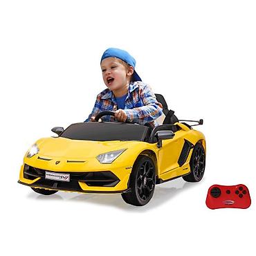 balaca maşin: Uşaq maşını Lamborghini Aventador sarı 12V batareya Pult2,4GHz Əsl — 3