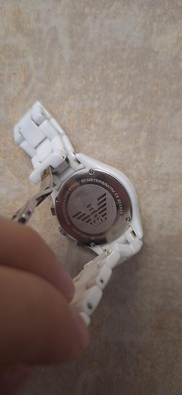 saat omega: Emporio Armani “Ceramica” kişi/qadın qol saatı - Rəng: tam ağ - — 3
