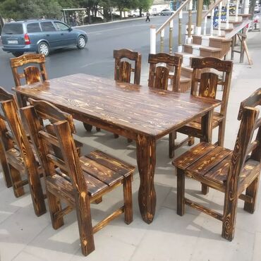 Sifarişlə restoran üçün masa və oturacaq dəstləri: Stullar ilə, Kvadrat masa, 4 nəfər — 4