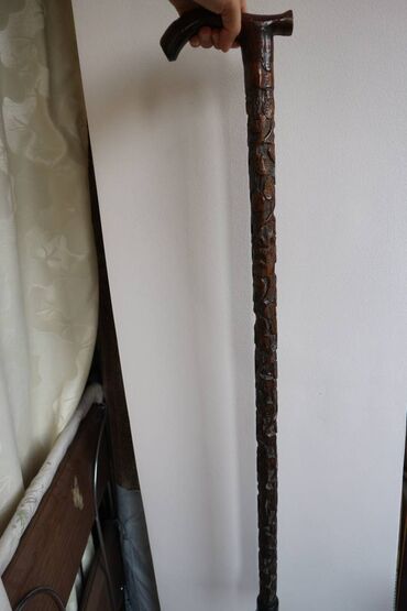 Ходунки, костыли, трости, роллаторы: Трость для опоры (палочка) резная, натуральное дерево крепкая — 28