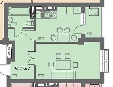 800: 1 комната, 41 м², Дордой Моторс рынок Элитка, 6 этаж, ПСО (под самоотделку) — 4