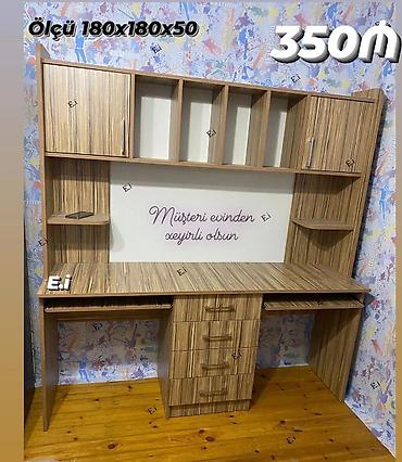 İş masası və üst dolablı dəst - Ölçü: 180 x 180 x 50 sm (şəkildə
