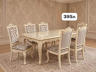iwlenmiw stullar: Qonaq otağı üçün, İşlənmiş, Kvadrat masa, 6 stul — 1