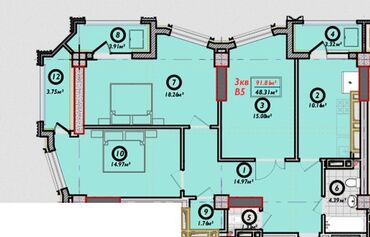 срочно продаю кв: 3 комнаты, 92 м², Элитка, 3 этаж, ПСО (под самоотделку)