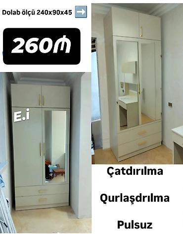 dolap dolabı: Yeni, 3 qapılı, Güzgülü, Ağ, Açılan, Düz dolab — 1