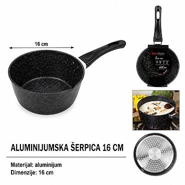 KMT Style aluminijumska šerpica sa nelepljivim premazom – 16 cm Opis