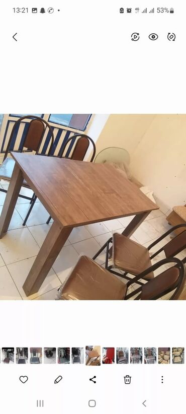 Masa və oturacaq dəstləri: Mətbəx üçün, Yeni, Açılmayan, Dördbucaq masa, 4 stul — 14