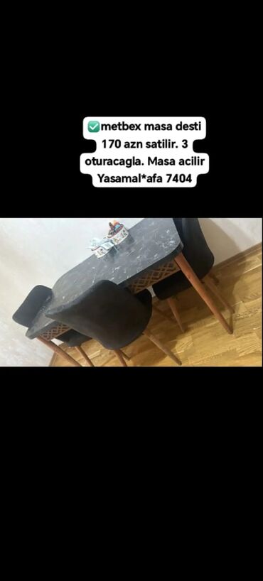 ev esiyalari: ✅metbex masa desti 170 azn satilir. 3 oturacagla. Masa acilir