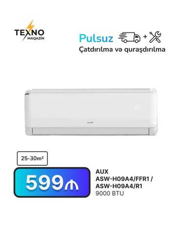 Kondisioner AUX, 20-25 kv. m, Split sistem, Kredit yoxdur, Pulsuz quraşdırılma