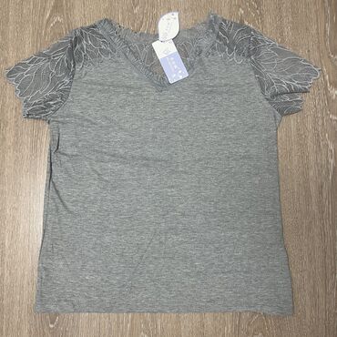 женские футболки армани: Футболка, Классикалык модель, Solid print, Пахта