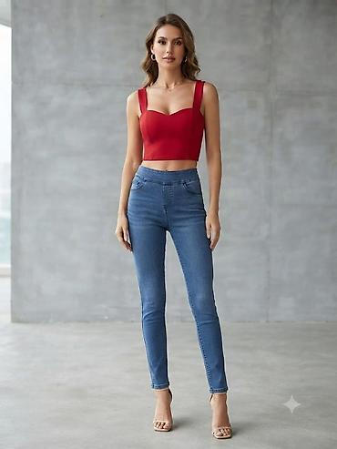 kastum şalvar modelleri: Qadın şalvar kolleksiyası - Model 1: Mavi “mom fit” cins şalvar — 2