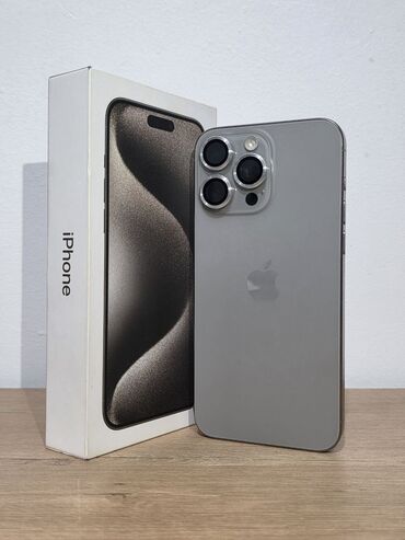 купить бу телефон в ломбарде: IPhone 15 Pro Max, 1 ТБ, Natural Titanium, Коргоочу айнек, Каптама, Куту, 85 %
