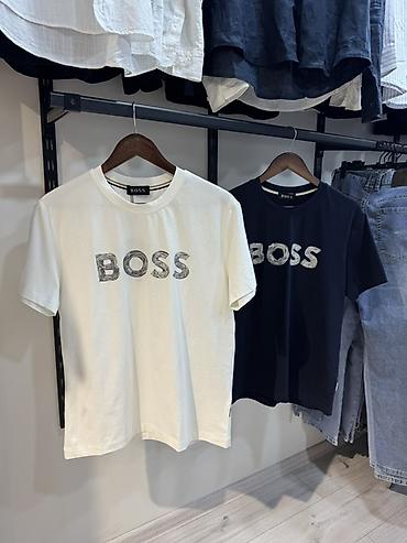 Мужская футболка, M, L, XL, Boss, Новый, цвет - Белый, Самовывоз