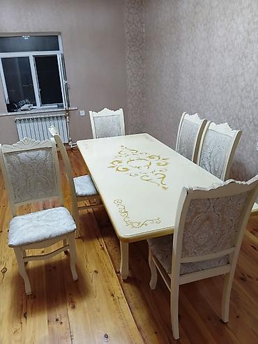 stul uzluyu: Qonaq otağı üçün, İşlənmiş, Açılan, Dördbucaq masa, 6 stul — 1
