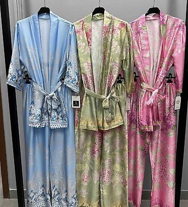 satenske helanke: Komplet – kimono i široke pantalone od satena. - Gornji deo: kimono — 4