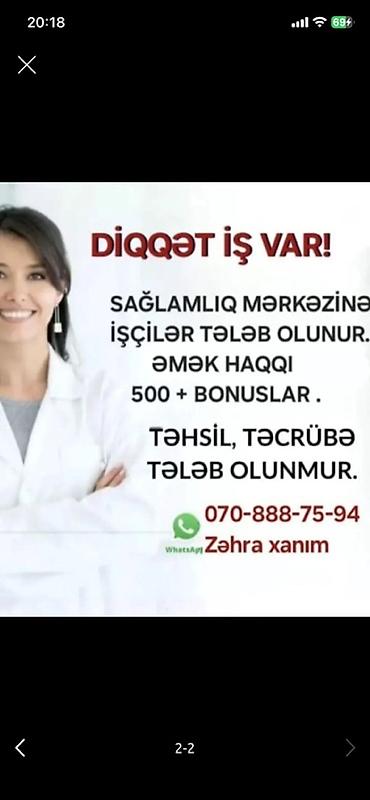Əməkdaş axtarışı (vakansiyalar): Hostes, qeydiyyatçı tələb olunur, Təcrübəsiz — 2