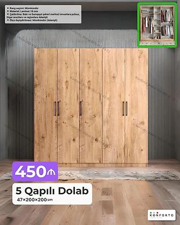 5 Qapılı Dolab – 47×200×200 sm - Material: 18 mm laminat - Rəng lalafo.az -da 5 Qapılı Dolab – 47×200×200 sm - Material: 18 mm laminat - Rəng