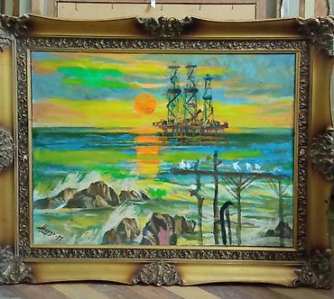 Ev üçün dekor: "Neft daşları".Mirzəağa Qafarov. 1974. Katan yağlı boya. 78 x 59 — 1
