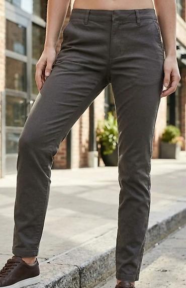 Ženske chino pantalone – siva/ugalj boja - Klasican srednje visok