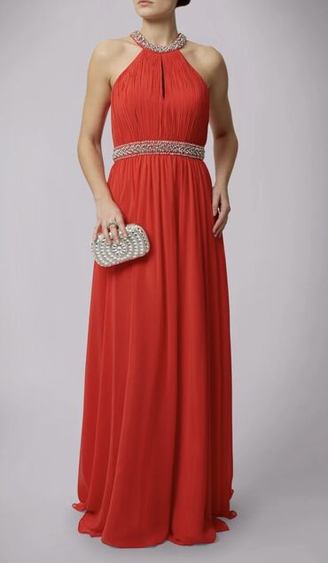 бордовое вязаное платье: Вечернее платье, Длинная модель, Без рукавов, Стразы, M (EU 38), L (EU 40)