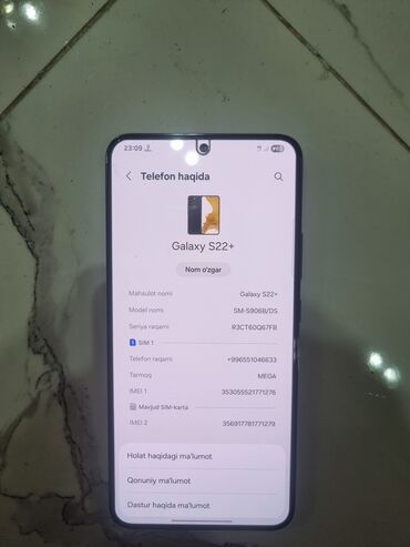 Samsung: Samsung Galaxy S22 Plus, Б/у, 128 ГБ, цвет - Черный, 2 SIM, eSIM