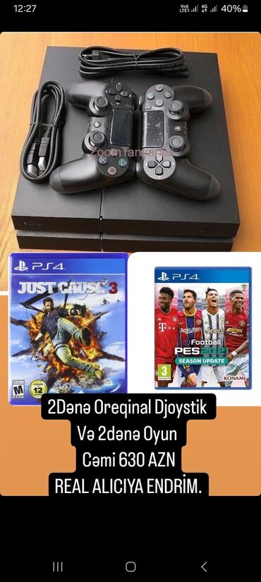 jordan 4: Playstation 4 2 Oreginal Djoystik 2dene oyun CƏMİ 630 AZN real