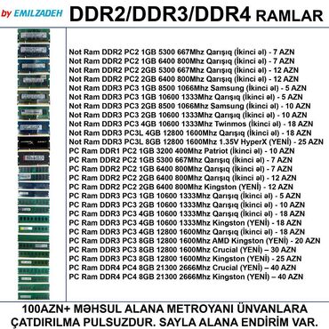 Prosessorlar: Operativ yaddaş (RAM) 8 GB, 1600 Mhz, DDR3, PC üçün, Yeni