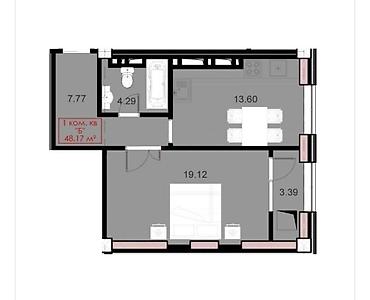 nova city: 1 комната, 49 м², Элитка, 16 этаж, ПСО (под самоотделку) — 2