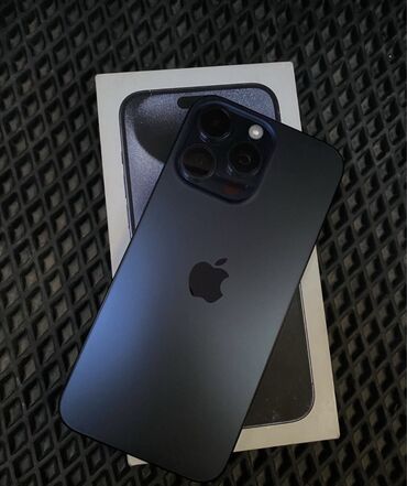 айфон на запчасти: IPhone 15 Pro, Б/у, 256 ГБ, Blue Titanium, Защитное стекло, Чехол, Коробка, 88 %