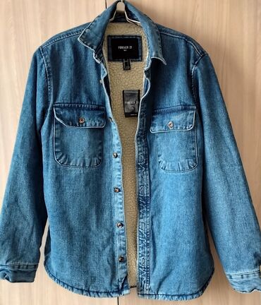 джинсовая теплая куртка: Куртка S (EU 36), цвет - Синий