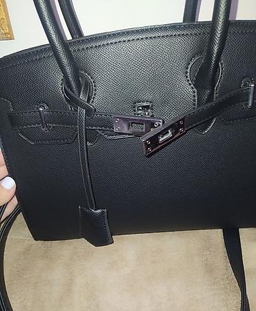Torbe: Veoma lepa Birkinka Crna damska torba – klasičan tote/Birkin stil - — 11