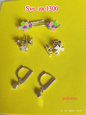 ćilibar nakit: Screwback earrings, Material: Silver