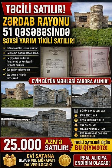 kicik həyət evləri: Təcili satılır – Zərdab rayonu, 51 qəsəbəsində şəxsi yarım tikili! — 7