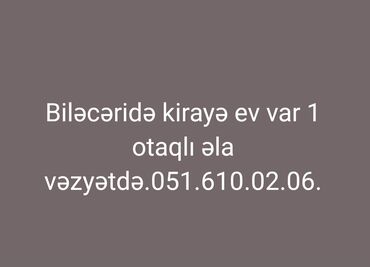 Kirayə mənzillər: Biləcəridə yerləşən bu kirayə mənzil 1 otaqlıdır və əla vəziyyətdədir
