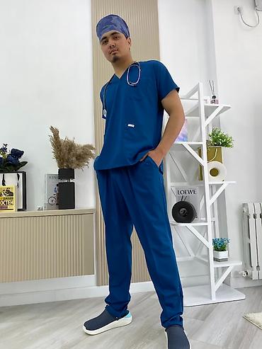 Медициналык кийим: Медицинский костюм (scrubs) унисекс - Комплект: топ с V-образным — 5