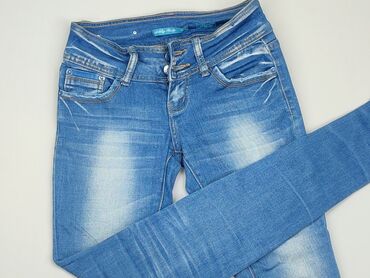 jeansowe spódnice z przetarciami: Джинси, XS, стан - Хороший
