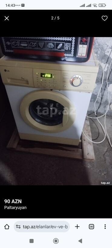 maşın üçün maqnitafon: Paltaryuyan maşın LG, 5 kq, Avtomat, Qurutmasız, Kredit yoxdur