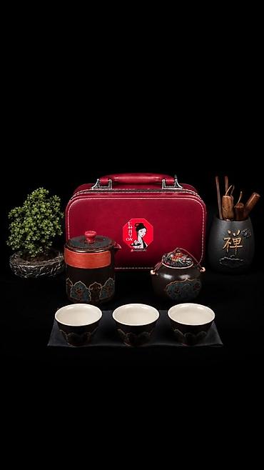su cen: Çay dəsti, rəng - Narıncı, Keramika, 3 nəfərlik, Yaponiya — 7