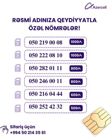 Başqa xidmətlər: Xüsusi Azercell nömrələri – rəsmi adınıza rəsmiləşdirmə ilə. Təklif — 3
