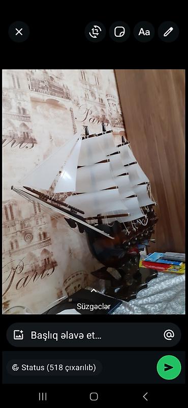 Gəmi modelləri: Tacin ustunde gemi El isi agacdan — 4