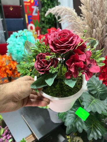 Süni güllər: Dəbli dekorativ süni bitkilər kompozisiyası - Düzbucaqlı uzun — 6