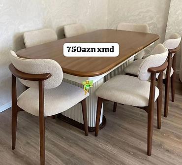taxta stol stul: Qonaq otağı üçün, Yeni, Açılmayan, Dördbucaq masa, 6 stul — 1