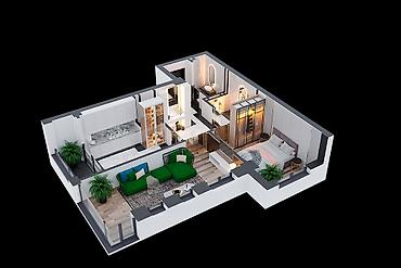 о2 девелопмент: 2 комнаты, 75 м², Азия Молл Элитка, 6 этаж, ПСО (под самоотделку) — 2