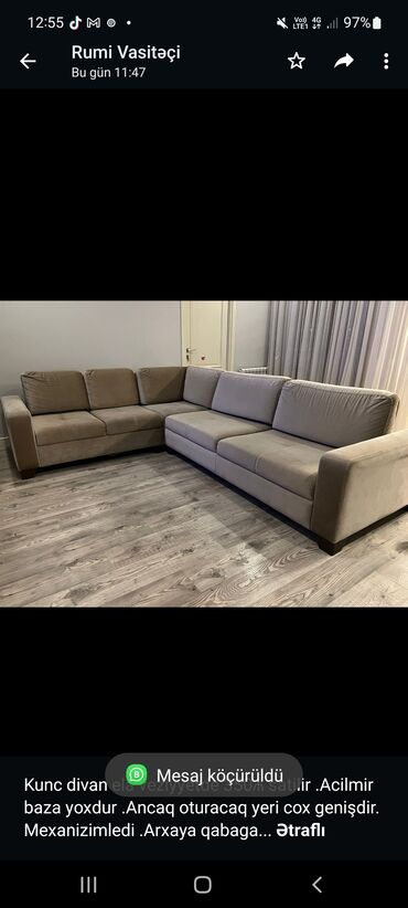 qab qaşiq: Kunc divan ela veziyyetde 350₼ satilir .Acilmir baza yoxdur .Ancaq