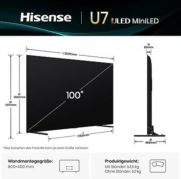 hisense infinity e9: ⚙️ Əsas funksiyaları * 📺 Ekran: 100 düym (254 sm) * 🖼️ Görüntü — 6