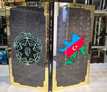 Маски, очки: Milli naxışlı nərd dəsti - Taxta korpuslu, ikiqat açılan nərd lövhəsi