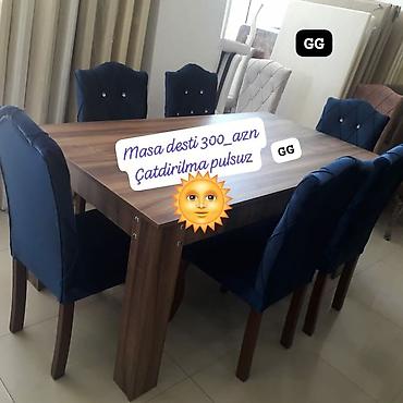 acilan stol: Qonaq otağı üçün, Yeni, Dördbucaq masa, 6 stul — 1